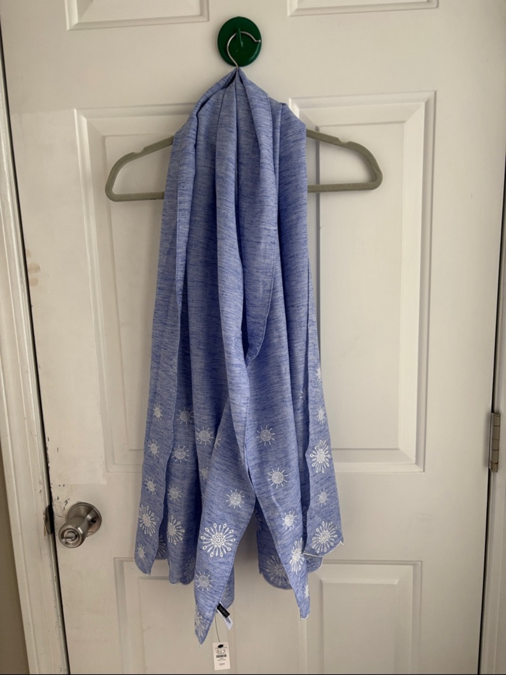 Talbots Light Blue Embroidered Floral scarf. summer nights are on the way!